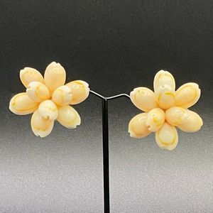 Vintage Cowrie Shell and Gold Tone Clip-On Earrings